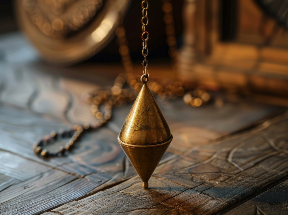 Pendolo d'ottone su tavolo