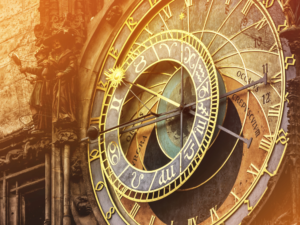 Orologio astronomico astrologico con zodiaco