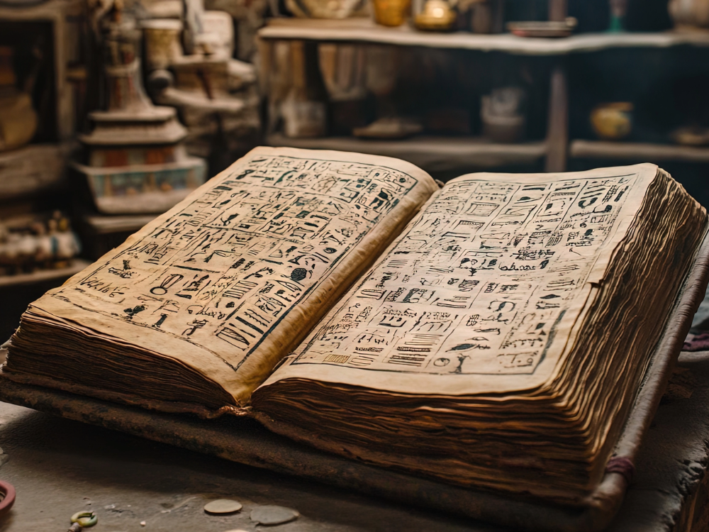 Antico libro con geroglifici